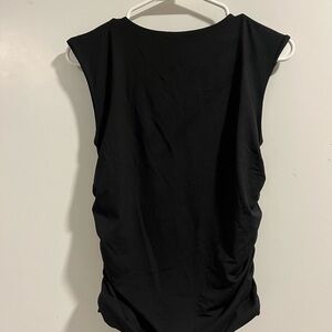 Sleeveless Black Ruched Detail Top